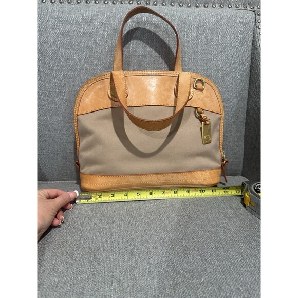 Dooney & Bourke Canvas/Leather Cabriolet Dome Satchel Bag  Taupe/Tan - Picture 8 of 16